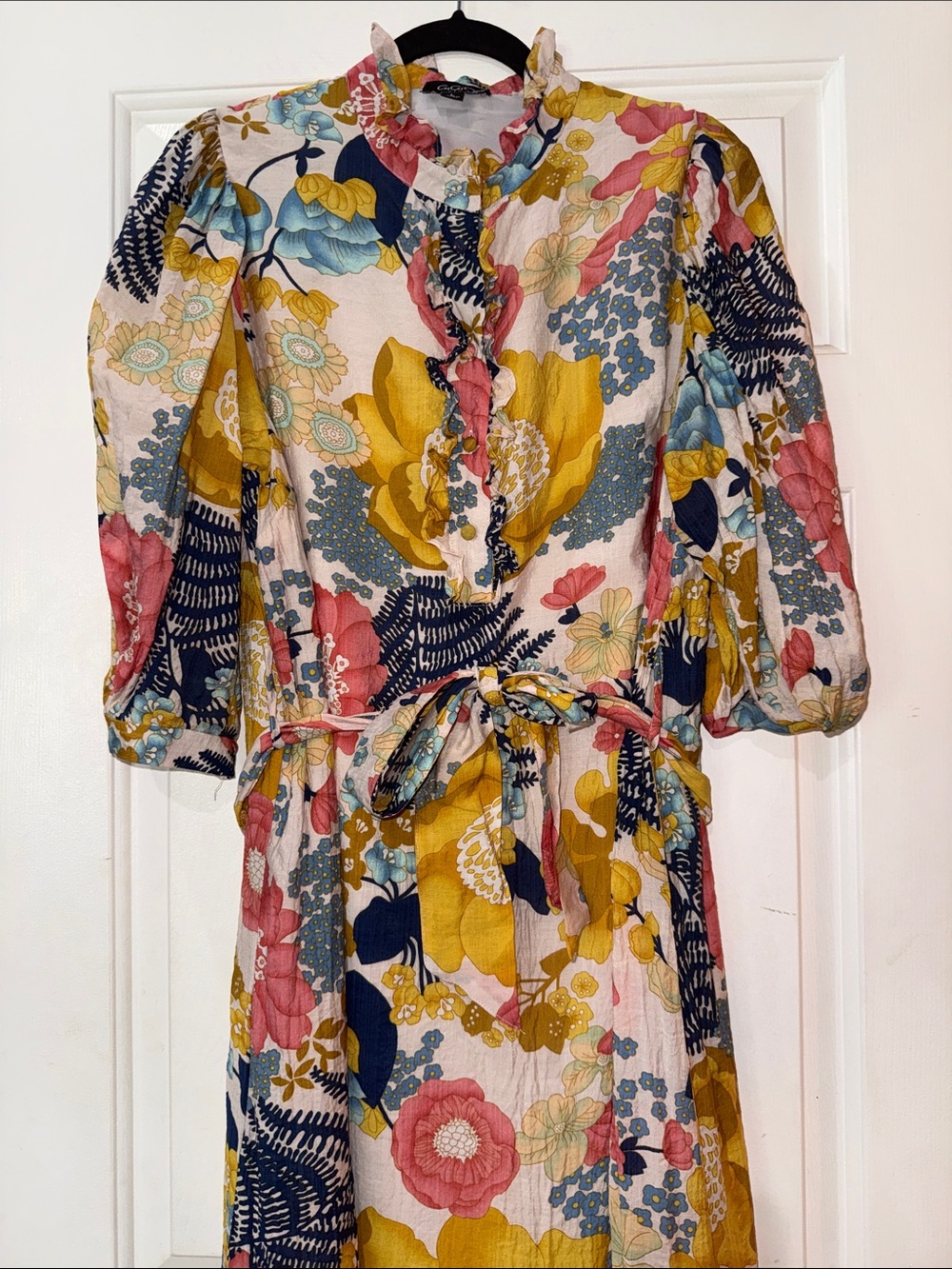 GGO Floral Ruffle Maxi Dress in Yellow, Pink & Blue - Picture 8 of 8